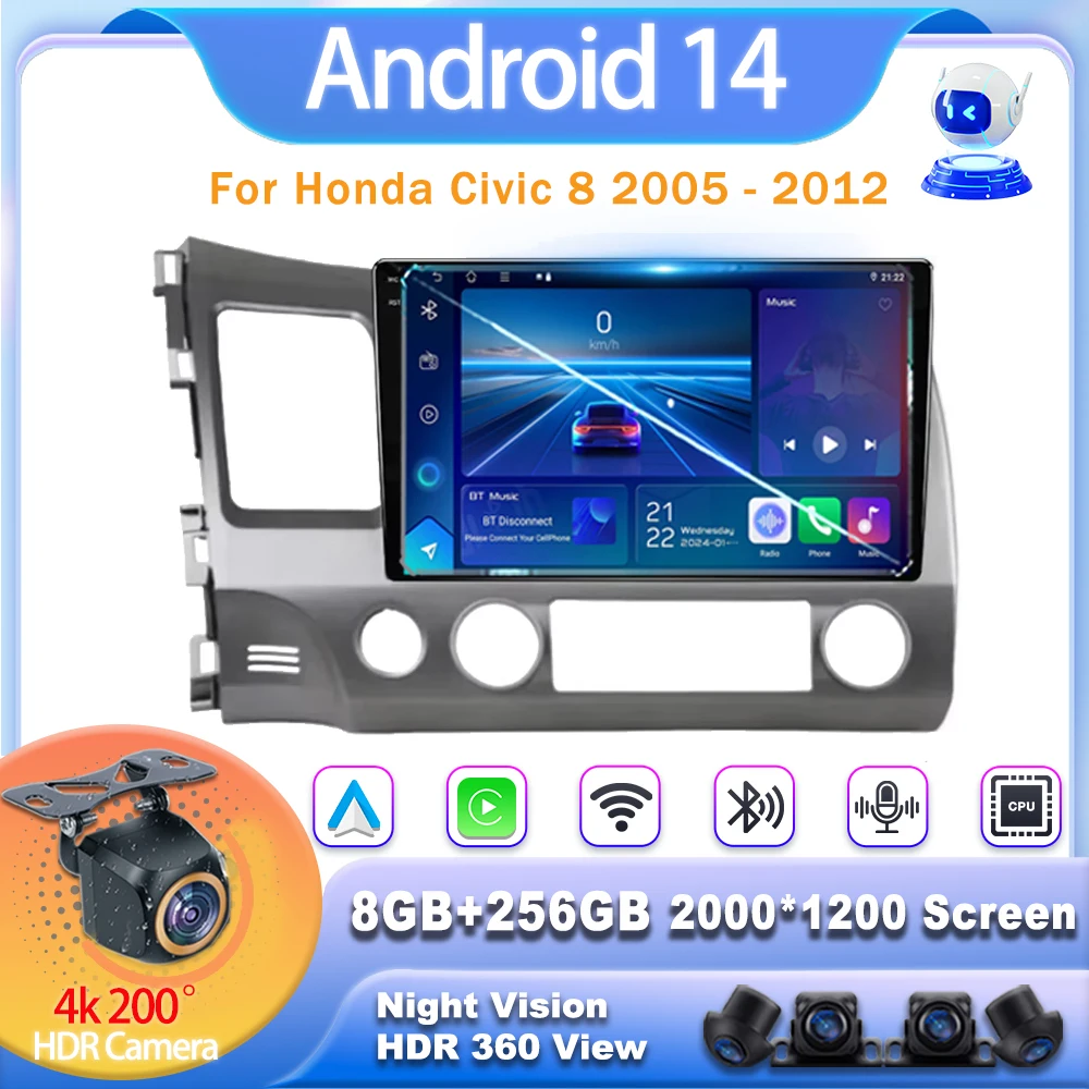 Android 14 Car Radio For Honda Civic 8 2005 - 2012 Wireless Carplay Multimedia Player Navigation GPS NO 2 Din DVD Head Unit WIFI
Android 14 Car Radio For Honda Civic 8 2005 - 2012 Wireless Carplay Multimedia Player Navigation GPS NO 2 Din DVD Head Unit WIFI
