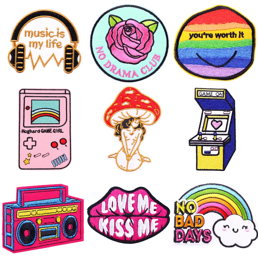 Cartoon Art Patches DIY Rainbow Game Console Recorder Iron on Cloth Sticker Fashion Chest Badges Clothes Bags Hats Accessories
Cartoon Art Patches DIY Rainbow Game Console Recorder Iron on Cloth Sticker Fashion Chest Badges Clothes Bags Hats Accessories