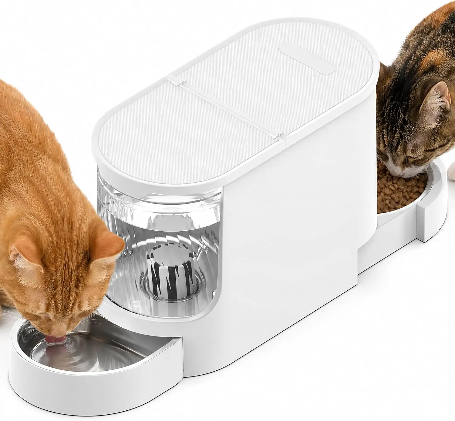 2-in-1 Automatic Cat Feeder & Water Dispenser, Gravity Pet Food Dispenser with Stainless Steel Bowls, Large Capacity, Anti-Jam, White
2-in-1 Automatic Cat Feeder & Water Dispenser, Gravity Pet Food Dispenser with Stainless Steel Bowls, Large Capacity, Anti-Jam, White