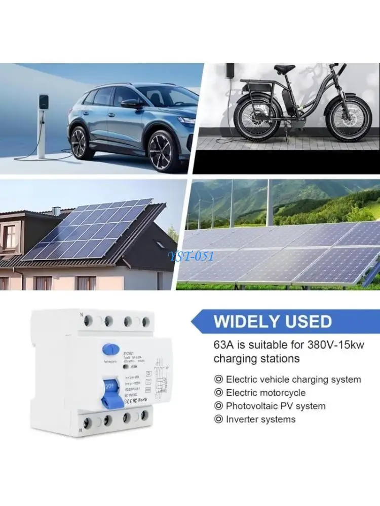 E15A Leakage Protectors 4P 63A 30mA Type A Leakage Electronic Residual Current Protections
E15A Leakage Protectors 4P 63A 30mA Type A Leakage Electronic Residual Current Protections
