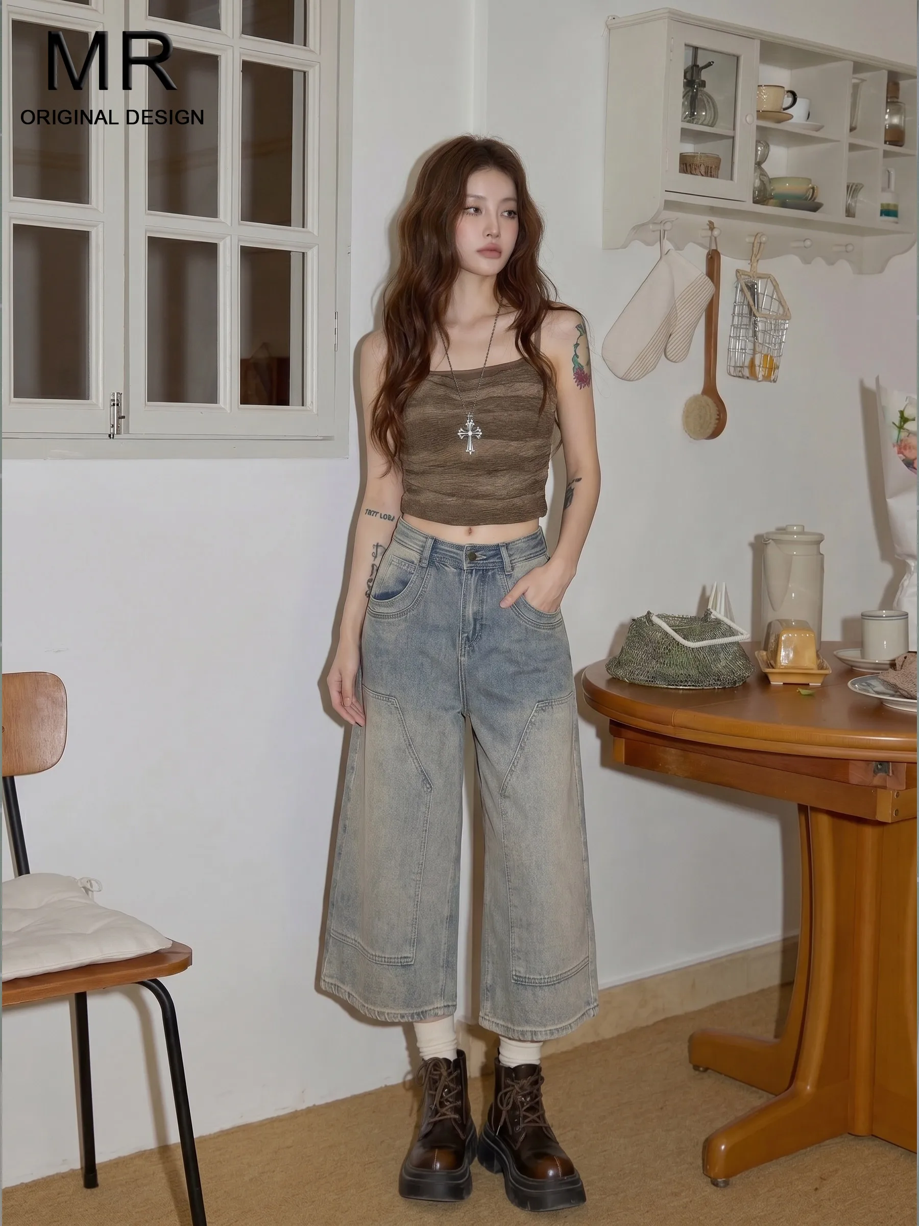 Retro Blue American High Waist Seven-Foot Women's Jeans Loose Wide Leg Casual Summer Trousers Slimming Lazy Style
Retro Blue American High Waist Seven-Foot Women's Jeans Loose Wide Leg Casual Summer Trousers Slimming Lazy Style