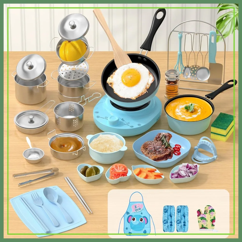 Kids Real Cooking Set for Ages 8-12, Mini Kitchen Tools with Stove & Safe Knife, Montessori Toy Gift Blue
Kids Real Cooking Set for Ages 8-12, Mini Kitchen Tools with Stove & Safe Knife, Montessori Toy Gift Blue