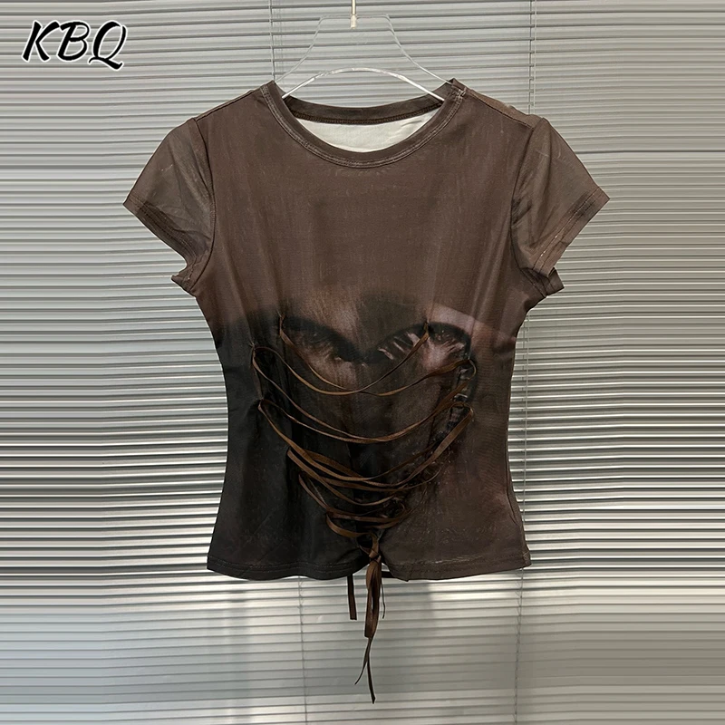 KBQ Spliced Lace Up Slimming Casual T Shirts for Women Round Neck Short Sleeve Design Sense Chic Tops Female Fashion Style New
KBQ Spliced Lace Up Slimming Casual T Shirts for Women Round Neck Short Sleeve Design Sense Chic Tops Female Fashion Style New