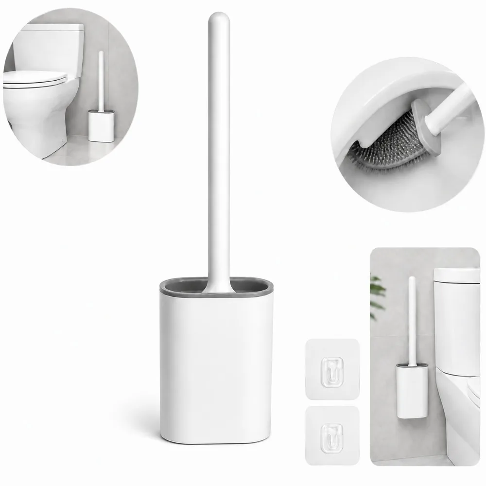 Silicone Toilet Brush with Draining Holder, Wall Mounted or Freestanding, Flexible TPR Brush Head for Deep Bathroom Cleaning Set
Silicone Toilet Brush with Draining Holder, Wall Mounted or Freestanding, Flexible TPR Brush Head for Deep Bathroom Cleaning Set