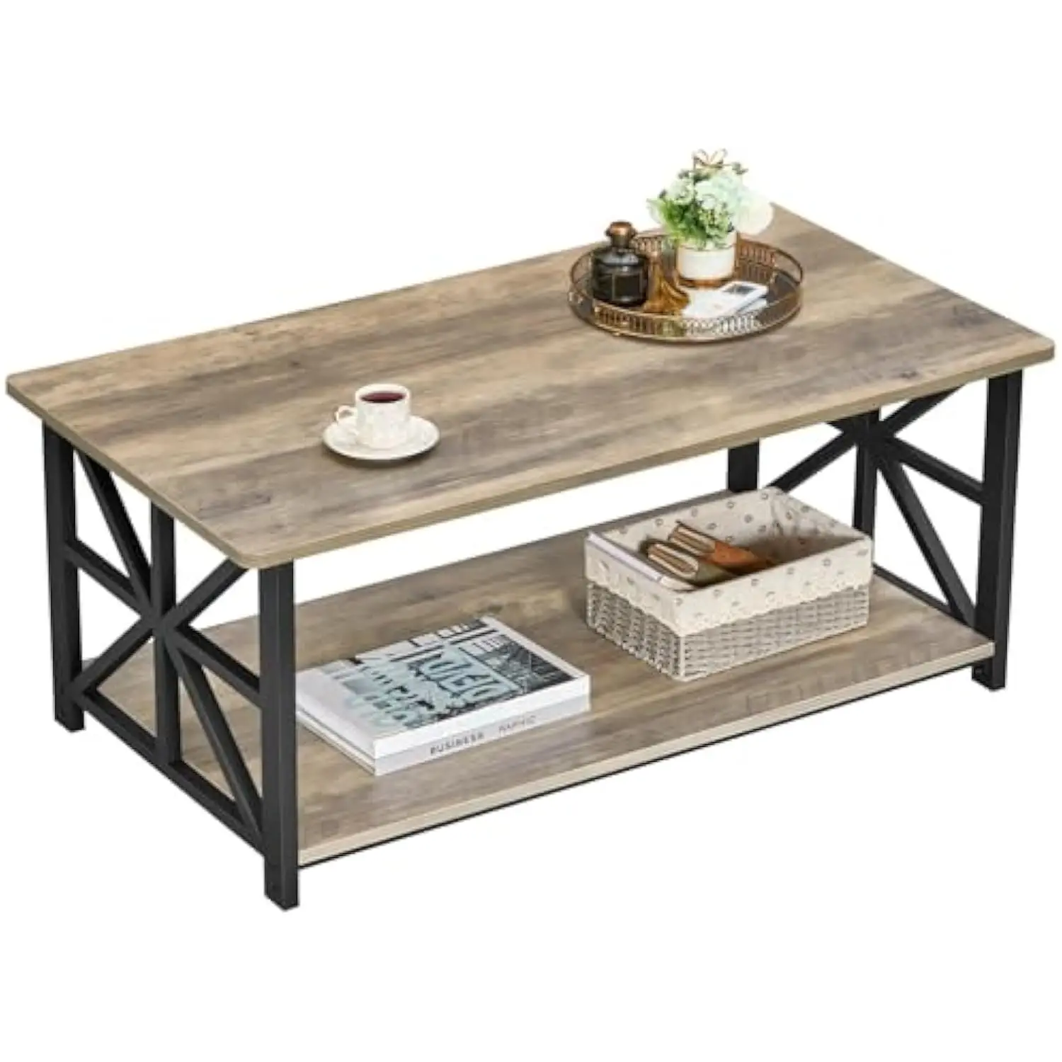 Coffee Table for Living Room with Round Corners Farmhouse Style Center Table with Storage Shelf 39 Inch Space Saving Easy Asse
Coffee Table for Living Room with Round Corners Farmhouse Style Center Table with Storage Shelf 39 Inch Space Saving Easy Asse