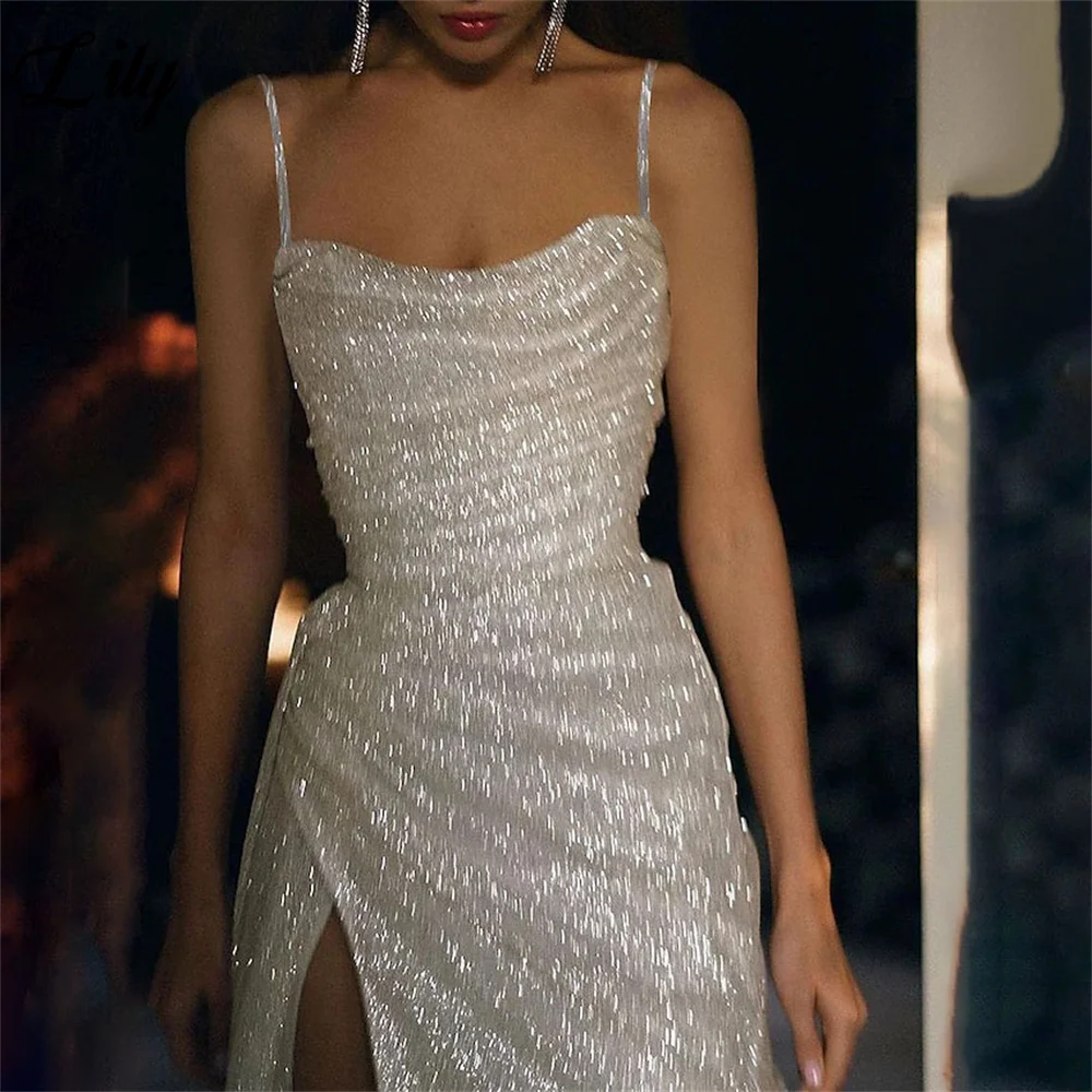 Lily White Pleat Formal Dresses Sequin Spaghetti Strap Party Dress For Wedding Side Split Special Occasion Dresses robe soirée
Lily White Pleat Formal Dresses Sequin Spaghetti Strap Party Dress For Wedding Side Split Special Occasion Dresses robe soirée