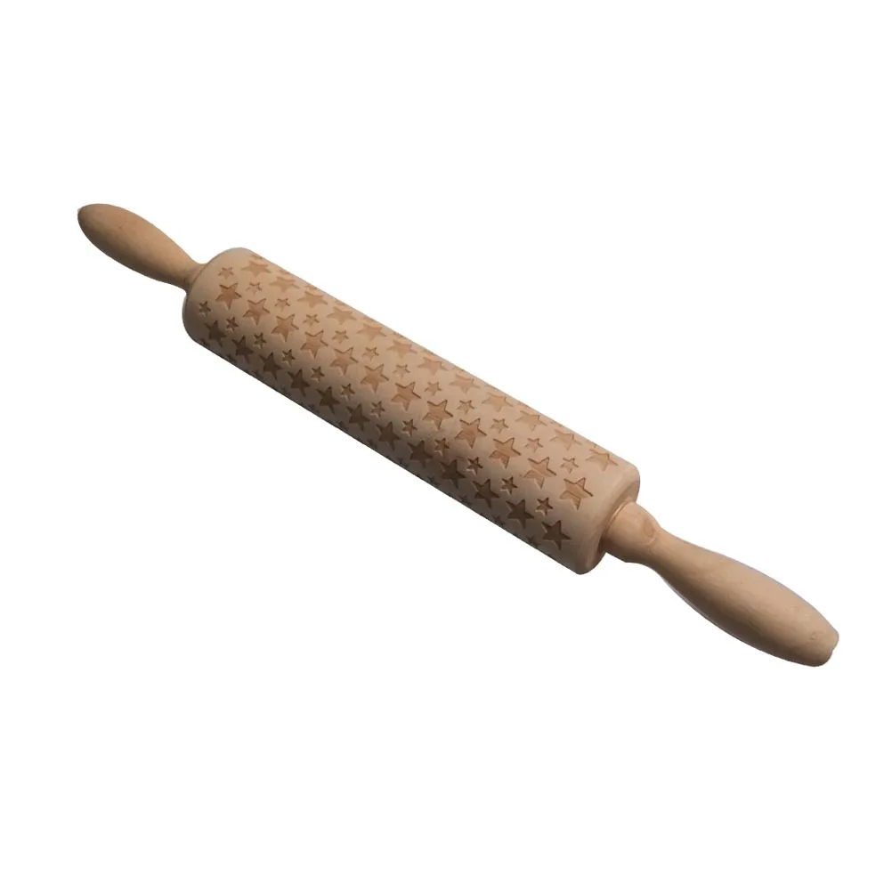 Wooden Rolling Pin Five-Pointed Star Embossing Pattern Baking Tool For Dough Pastry Pizza Fondant Non-Slip Handle Home
Wooden Rolling Pin Five-Pointed Star Embossing Pattern Baking Tool For Dough Pastry Pizza Fondant Non-Slip Handle Home