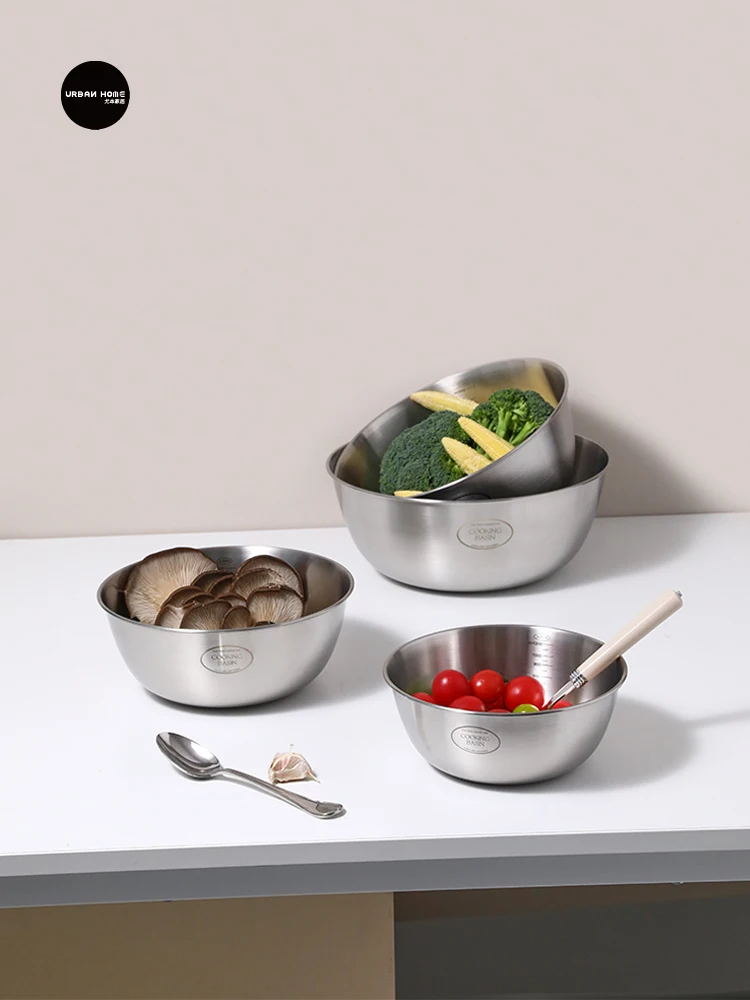 Универсальная круглая миска Urban Home из нержавеющей стали 304 для салата, лапши, смешивания продуктов и взбивания яиц
Универсальная круглая миска Urban Home из нержавеющей стали 304 для салата, лапши, смешивания продуктов и взбивания яиц