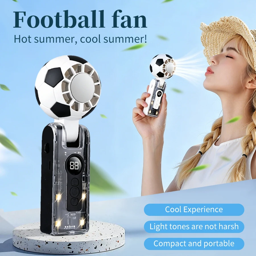 Soccer Design Portable Handheld Air Conditioner Fan Ice Cooling 100-Speed Mini Fan 3600mAh USB Rechargeable LED Display
Soccer Design Portable Handheld Air Conditioner Fan Ice Cooling 100-Speed Mini Fan 3600mAh USB Rechargeable LED Display