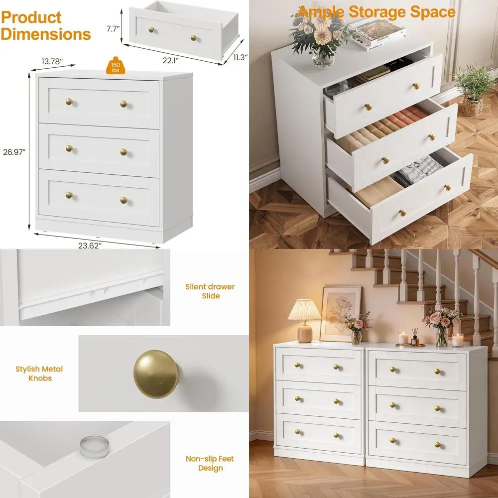 3-Drawer Wooden Nightstand for Bedroom, Chest of Drawers or Closet, Living Room, and Entryway
3-Drawer Wooden Nightstand for Bedroom, Chest of Drawers or Closet, Living Room, and Entryway