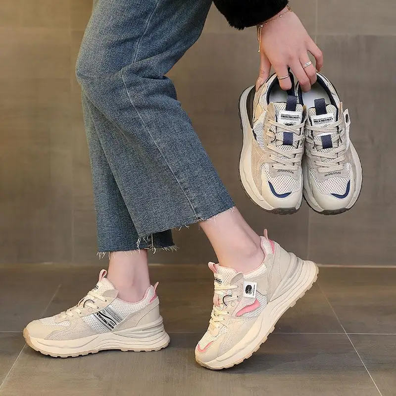 Casual Thick Bottom Net Face Trendy Shoes Color Block Design Genuine Leather New Style Ins Fashion Single Shoes for Women
Casual Thick Bottom Net Face Trendy Shoes Color Block Design Genuine Leather New Style Ins Fashion Single Shoes for Women