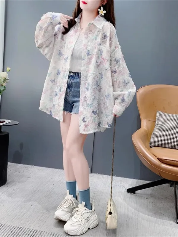 Retro Style Women's Summer Shirt Loose Fit Sun Protection Hollow out Tassel Design Ice Silk Long Sleeve Collar Button up
Retro Style Women's Summer Shirt Loose Fit Sun Protection Hollow out Tassel Design Ice Silk Long Sleeve Collar Button up