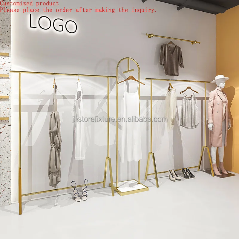 Hot Selling Style Stainless Steel Material Gold Clothes Display Rack Customize Color Size for Clothing Store
Hot Selling Style Stainless Steel Material Gold Clothes Display Rack Customize Color Size for Clothing Store