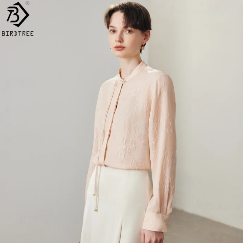Birdtree,19MM 100% Real Silk Solid Blouse,Women's Jacquard Guangle Crepe Full Sleeve Stand Collar Tops,2026 New Shirt T61517JF
Birdtree,19MM 100% Real Silk Solid Blouse,Women's Jacquard Guangle Crepe Full Sleeve Stand Collar Tops,2026 New Shirt T61517JF