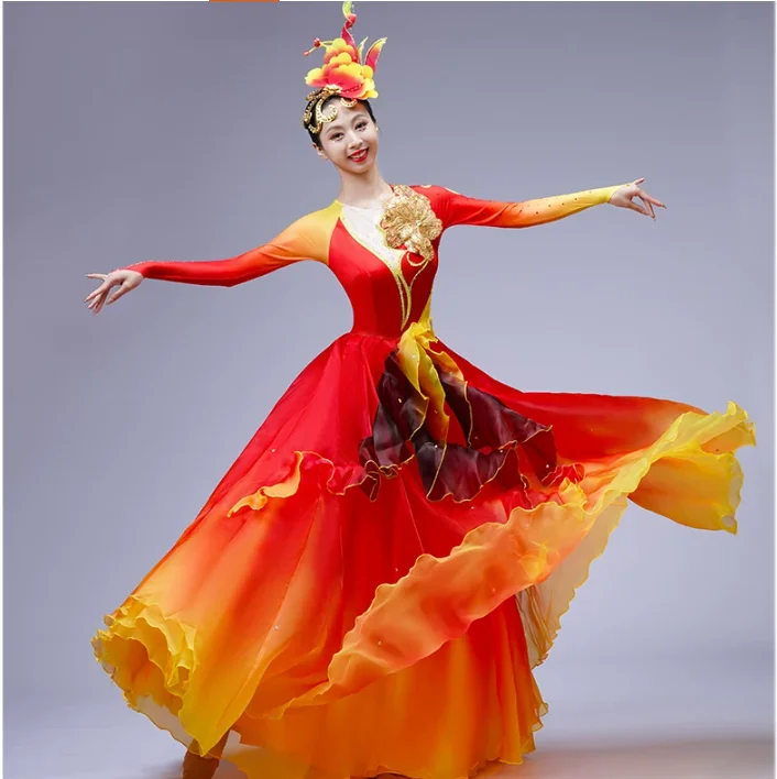 Women's Floral Skirt Long Sleeved Gradient Festival Opening Modern Dance Costume
Women's Floral Skirt Long Sleeved Gradient Festival Opening Modern Dance Costume