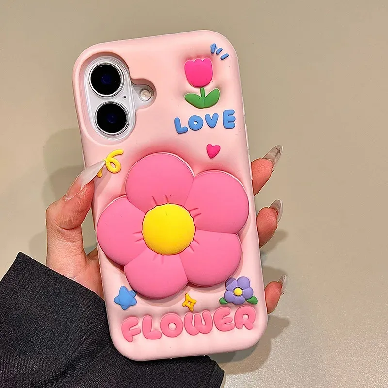 Cute 3D Flower Holder Stand Soft Silicone Phone Case For iPhone 13 14 15 16 Pro Max Shockproof Back Cover
Cute 3D Flower Holder Stand Soft Silicone Phone Case For iPhone 13 14 15 16 Pro Max Shockproof Back Cover