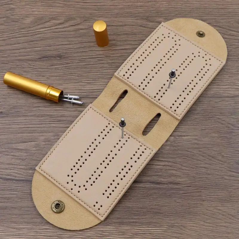Cribbage Board Game Set PU Leather Cribbage Travel Set with 4 Metal Pegs Foldable Portable Game for Picnics Family Gatherings
Cribbage Board Game Set PU Leather Cribbage Travel Set with 4 Metal Pegs Foldable Portable Game for Picnics Family Gatherings