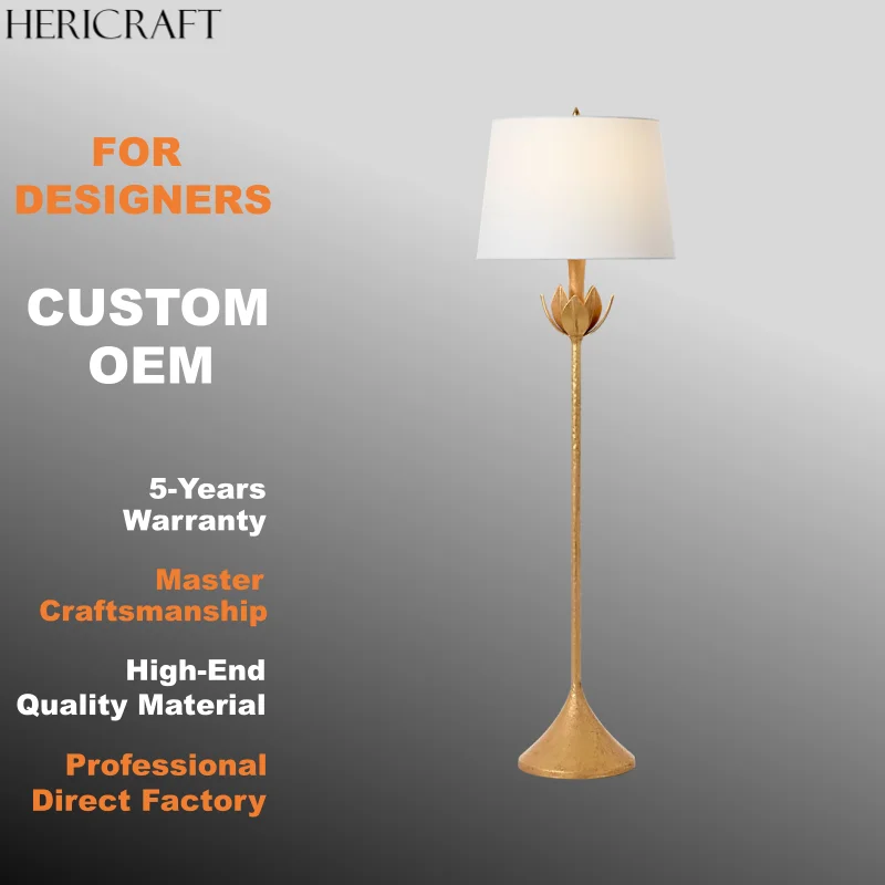 Floral Metal Floor Lamp In Antique Gold Leaf With Linen Shade For Living Room Bedroom Study UL Standard
Floral Metal Floor Lamp In Antique Gold Leaf With Linen Shade For Living Room Bedroom Study UL Standard