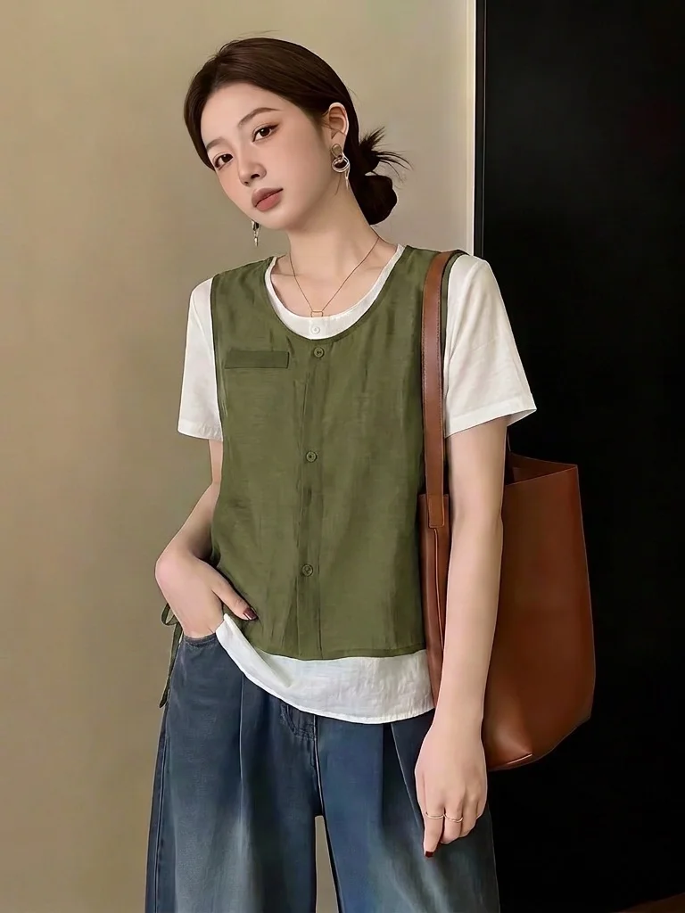 Green Short Sleeve Shirt Women's plus Size Summer New Style Slimming Salt System Top Korean Version Loose Fit Commute Style
Green Short Sleeve Shirt Women's plus Size Summer New Style Slimming Salt System Top Korean Version Loose Fit Commute Style