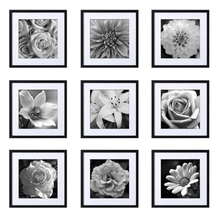16x16 Picture Frames Set of 9 Classic Gallery Wall Frame Set, Displays 12x12 or 16x16 without Mat, Picture Frames Collage Wall
16x16 Picture Frames Set of 9 Classic Gallery Wall Frame Set, Displays 12x12 or 16x16 without Mat, Picture Frames Collage Wall