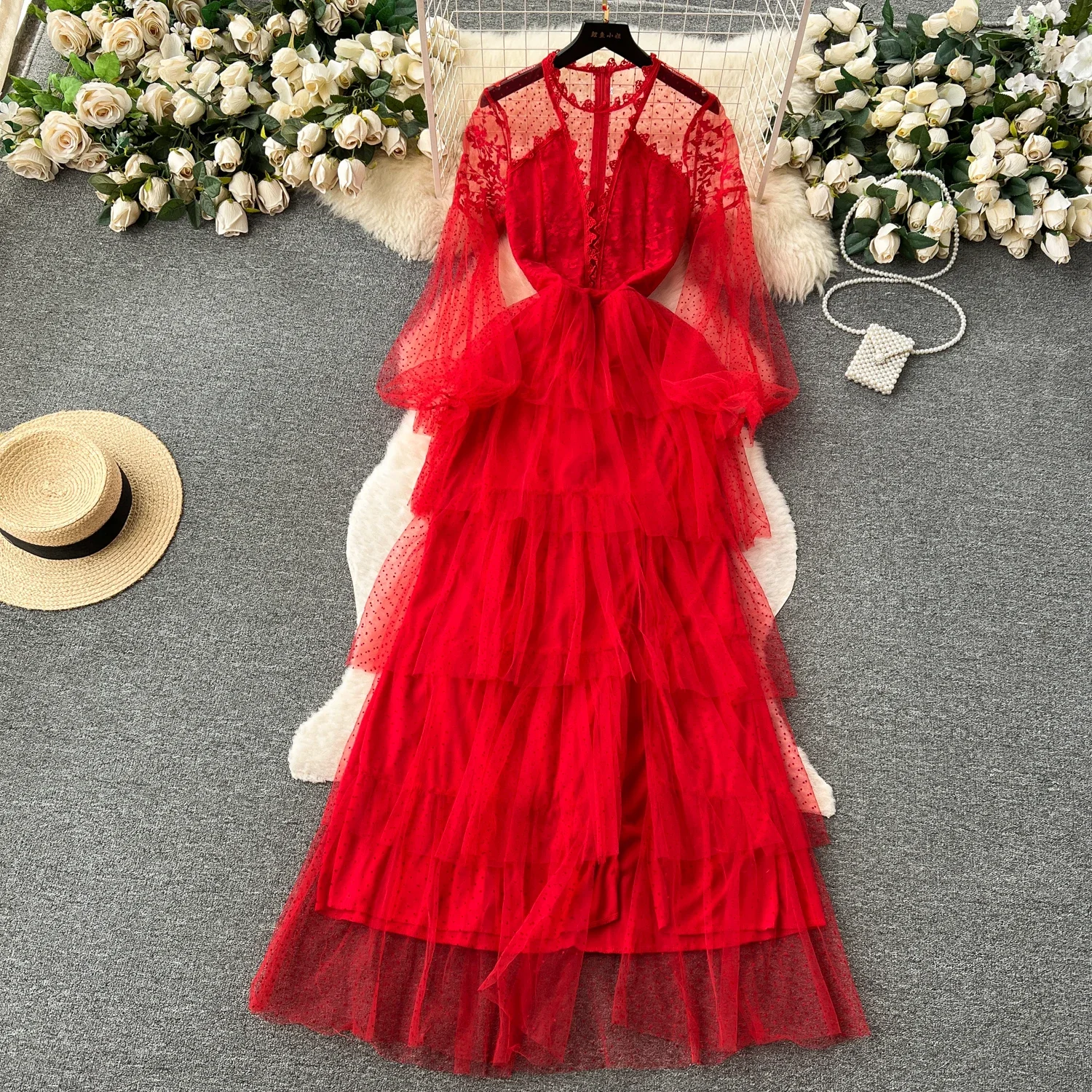 Elegant Long Sleeve Vintage O-neck Chic See Through Mesh Slim A-line Fairycore Cake Dresses Vacation High Street Autumn Clothing
Elegant Long Sleeve Vintage O-neck Chic See Through Mesh Slim A-line Fairycore Cake Dresses Vacation High Street Autumn Clothing