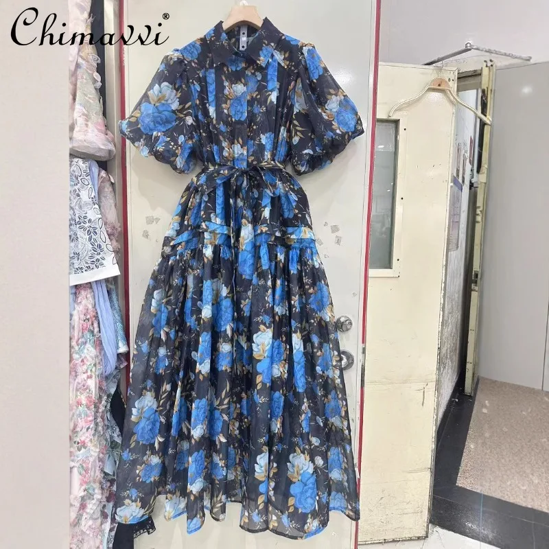 2025 Spring and Summer French New Bubble Sleeves Retro Printing Loose Long with Belt Shirt Dress For Women
2025 Spring and Summer French New Bubble Sleeves Retro Printing Loose Long with Belt Shirt Dress For Women