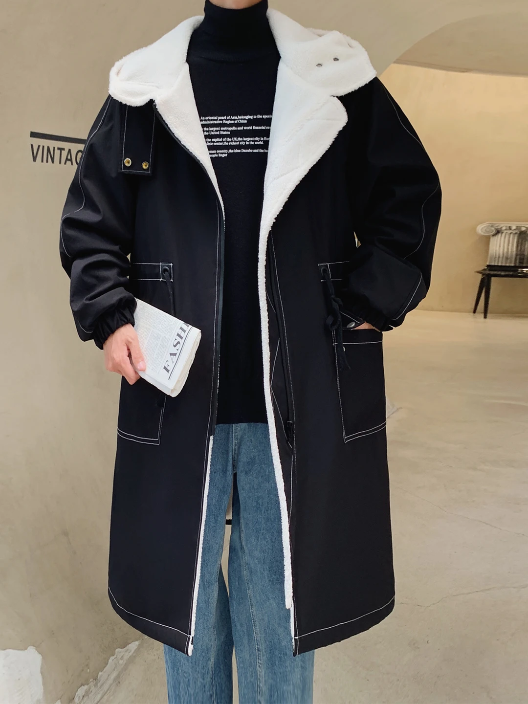 Lamb Fur Lined Men's Long Coat Thiened Winter Faion Casual Outerwear Large Size Loose Fit Briti Sle Polyester Fabric
Lamb Fur Lined Men's Long Coat Thiened Winter Faion Casual Outerwear Large Size Loose Fit Briti Sle Polyester Fabric
