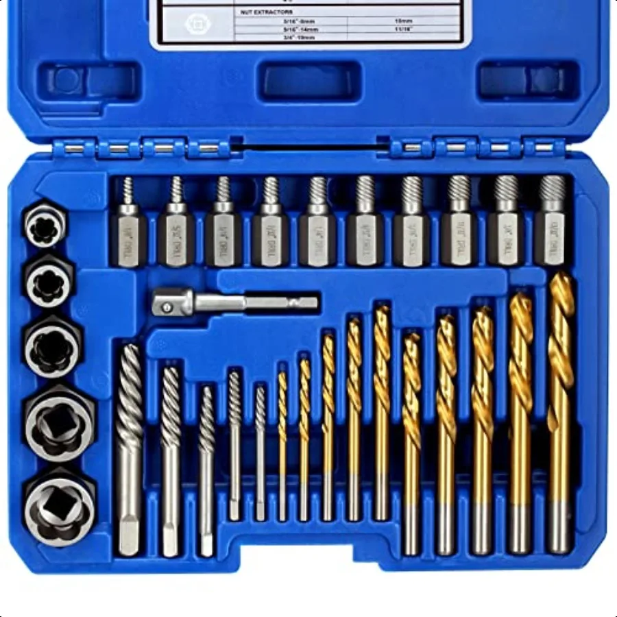 XJX 31Piece Screw Extractors Easy Out Bolt Extractor Set Drill Bit Set MultiSpline Screw Extractor Set and Extension for Removi
XJX 31Piece Screw Extractors Easy Out Bolt Extractor Set Drill Bit Set MultiSpline Screw Extractor Set and Extension for Removi