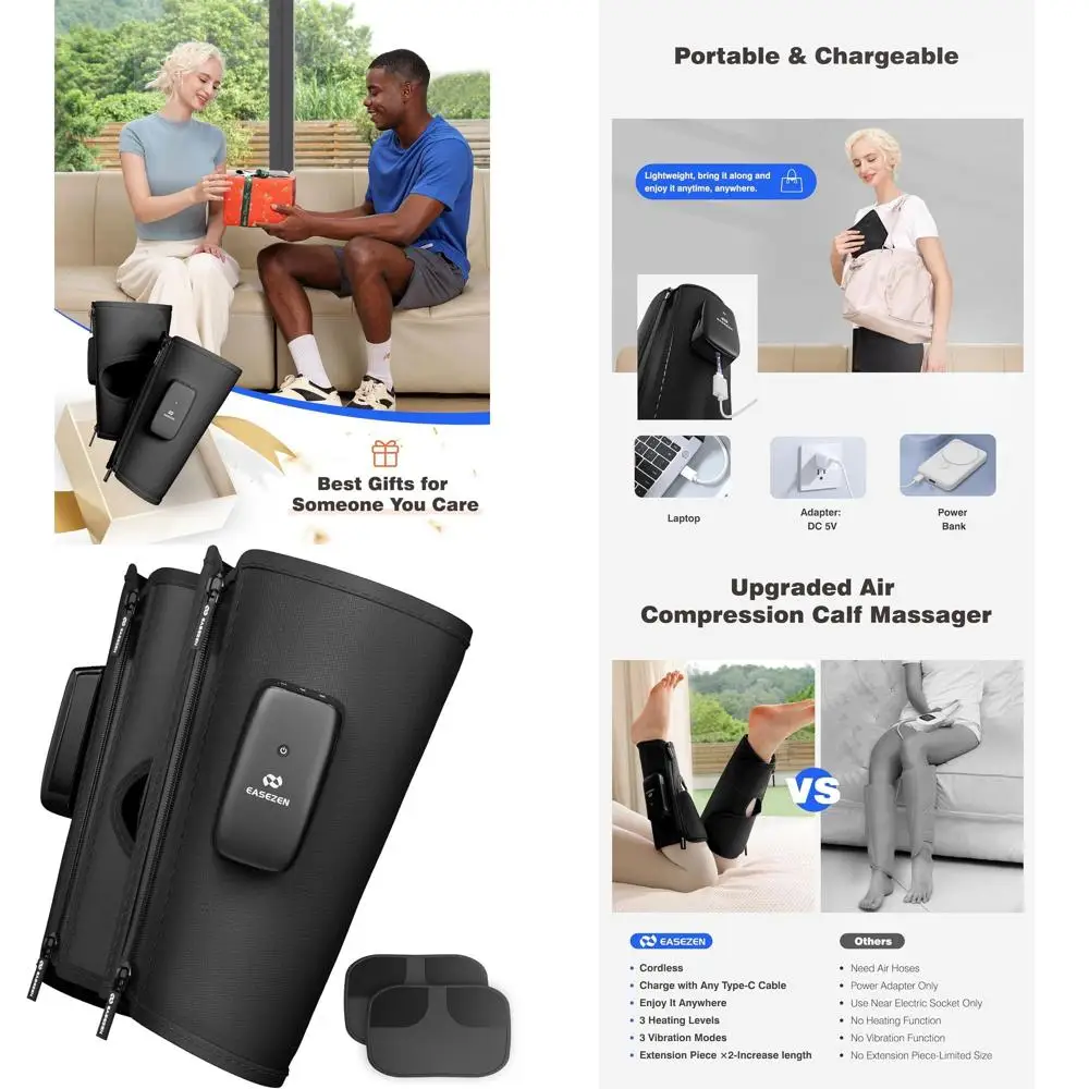 Wireless Calf Massager for Improved Circulation and Pain Relief, Rechargeable Leg Massager with Heat for Edema Relief and Muscle
Wireless Calf Massager for Improved Circulation and Pain Relief, Rechargeable Leg Massager with Heat for Edema Relief and Muscle