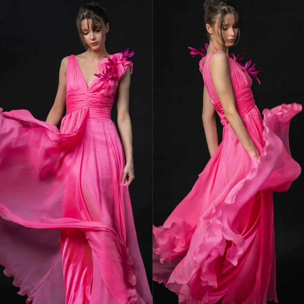 Customized Chiffon Flower Ruched Party A-line V-neck Bespoke Occasion Gown Long Dresses
Customized Chiffon Flower Ruched Party A-line V-neck Bespoke Occasion Gown Long Dresses
