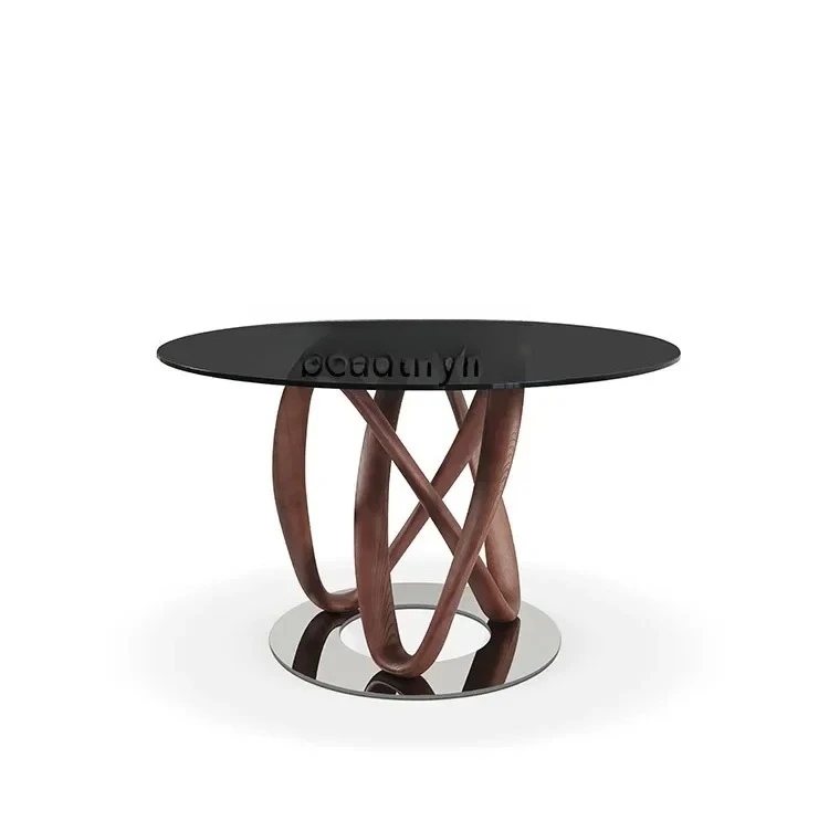 Italian minimalist light luxury modern living room glass surface solid wood round dining table stainless steel base designer
Italian minimalist light luxury modern living room glass surface solid wood round dining table stainless steel base designer