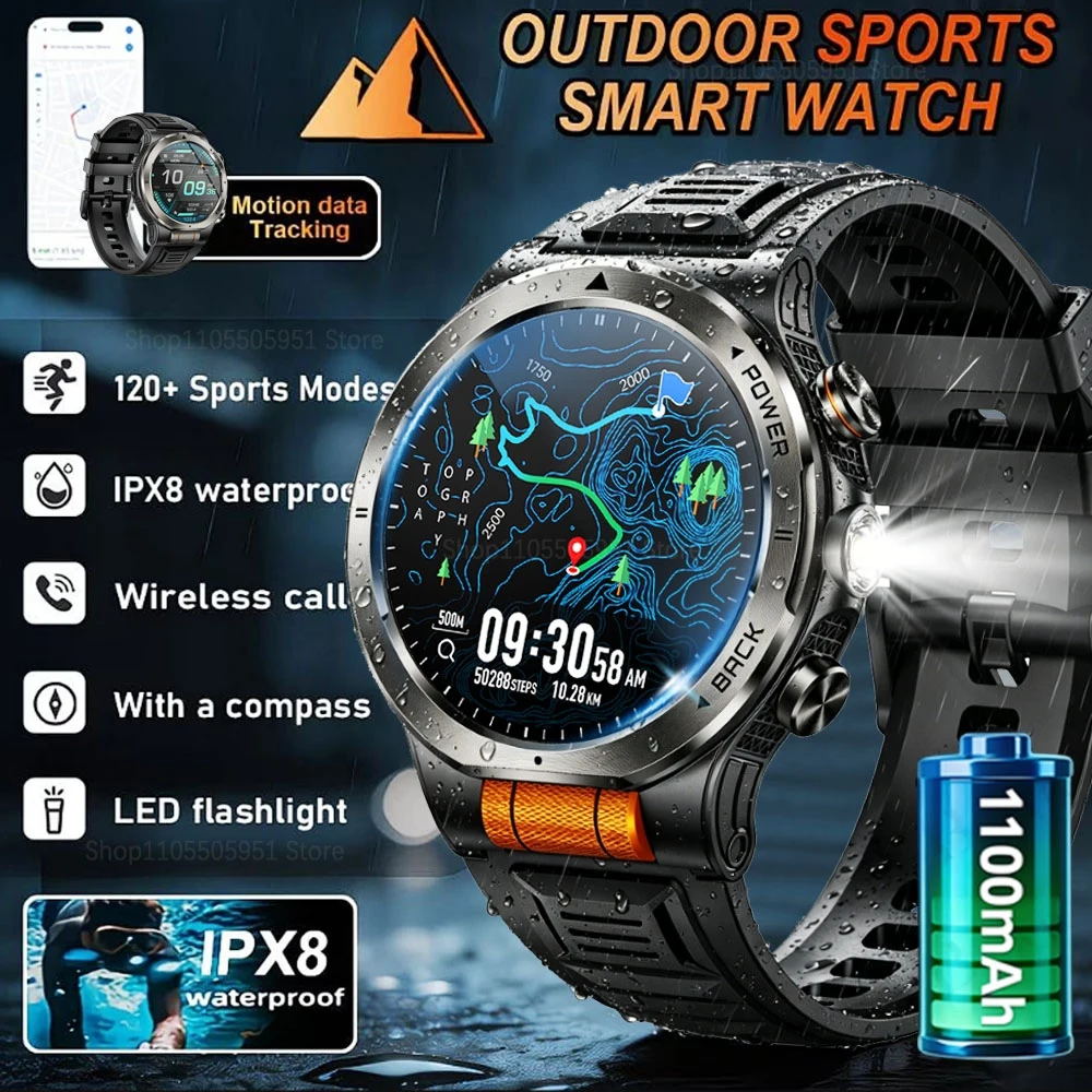 3ATM Waterproof GPS Sports Smartwatch Men 1100mAh Battery LED Light & Bluetooth Calling Ideal Swimming Running Outdoor Sports
3ATM Waterproof GPS Sports Smartwatch Men 1100mAh Battery LED Light & Bluetooth Calling Ideal Swimming Running Outdoor Sports