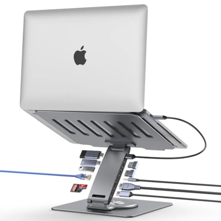 Laptop Docking Station for MacBook Pro/Air/Dell/HP/Surface: Aluminum, Space Gray, 360 rotatable stand with 11-in-1 USB-C hub, 4
Laptop Docking Station for MacBook Pro/Air/Dell/HP/Surface: Aluminum, Space Gray, 360 rotatable stand with 11-in-1 USB-C hub, 4