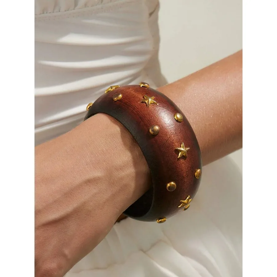 Exaggerated Cool Geometric Round Wooden Wide Bangle, Fashion INS Star Studded Wide Bracelet For Women
Exaggerated Cool Geometric Round Wooden Wide Bangle, Fashion INS Star Studded Wide Bracelet For Women