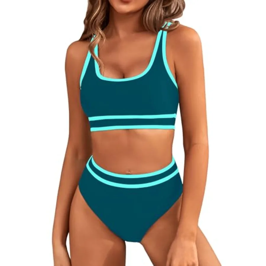 BMJL Women's High Waisted Bikini Sets Sporty Two Pcs Swimsuits Color Block Tummy Control Modest Bathing Suit
BMJL Women's High Waisted Bikini Sets Sporty Two Pcs Swimsuits Color Block Tummy Control Modest Bathing Suit