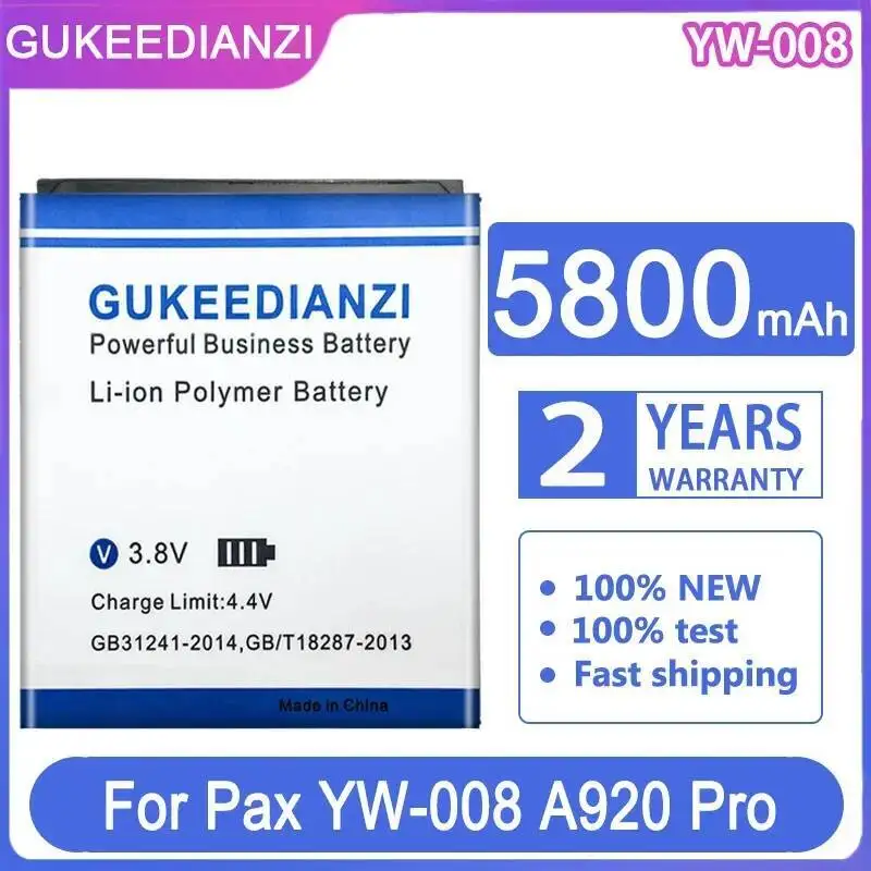 Платежный терминал, высокая производительность аккумулятора для Pax YW-008 A920 Pro Pos 5800 мАч
Платежный терминал, высокая производительность аккумулятора для Pax YW-008 A920 Pro Pos 5800 мАч