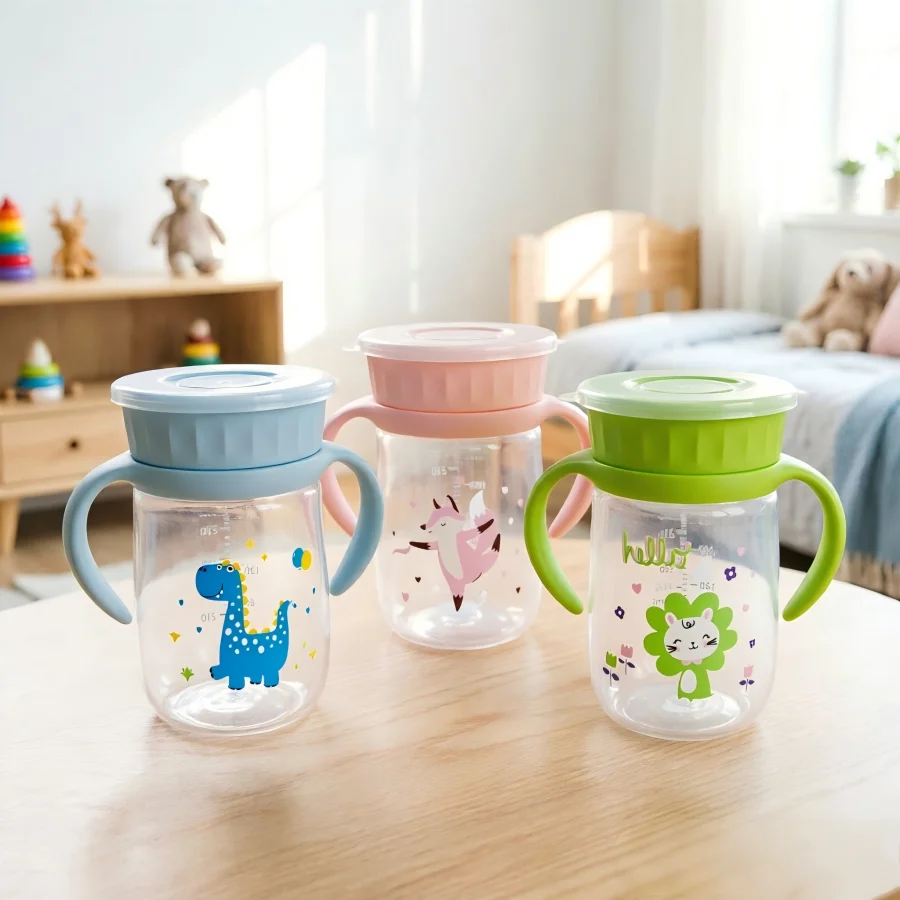 300ml 360-Degree PP Cartoon Baby Water Cup with Handle&Cover, Large Capacity Training Cup with Scale-Baby Learning Drinking Cup
300ml 360-Degree PP Cartoon Baby Water Cup with Handle&Cover, Large Capacity Training Cup with Scale-Baby Learning Drinking Cup