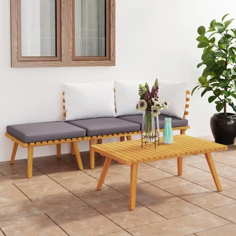 Garden Lounge Set Dark grey, White Solid acacia wood, 100% polyester
Garden Lounge Set Dark grey, White Solid acacia wood, 100% polyester