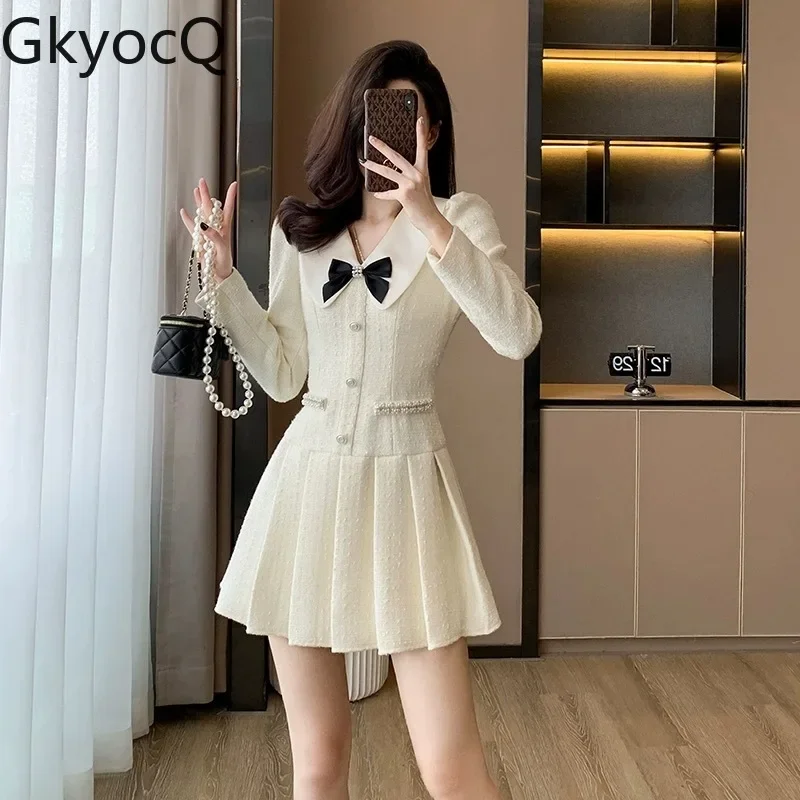 GkyocQ 2023 Fall and Winter Celebrity Small Perfume Style French Elegant Sweet Bow Tweed Lapel Collar Long-sleeved A Line Dress
GkyocQ 2023 Fall and Winter Celebrity Small Perfume Style French Elegant Sweet Bow Tweed Lapel Collar Long-sleeved A Line Dress