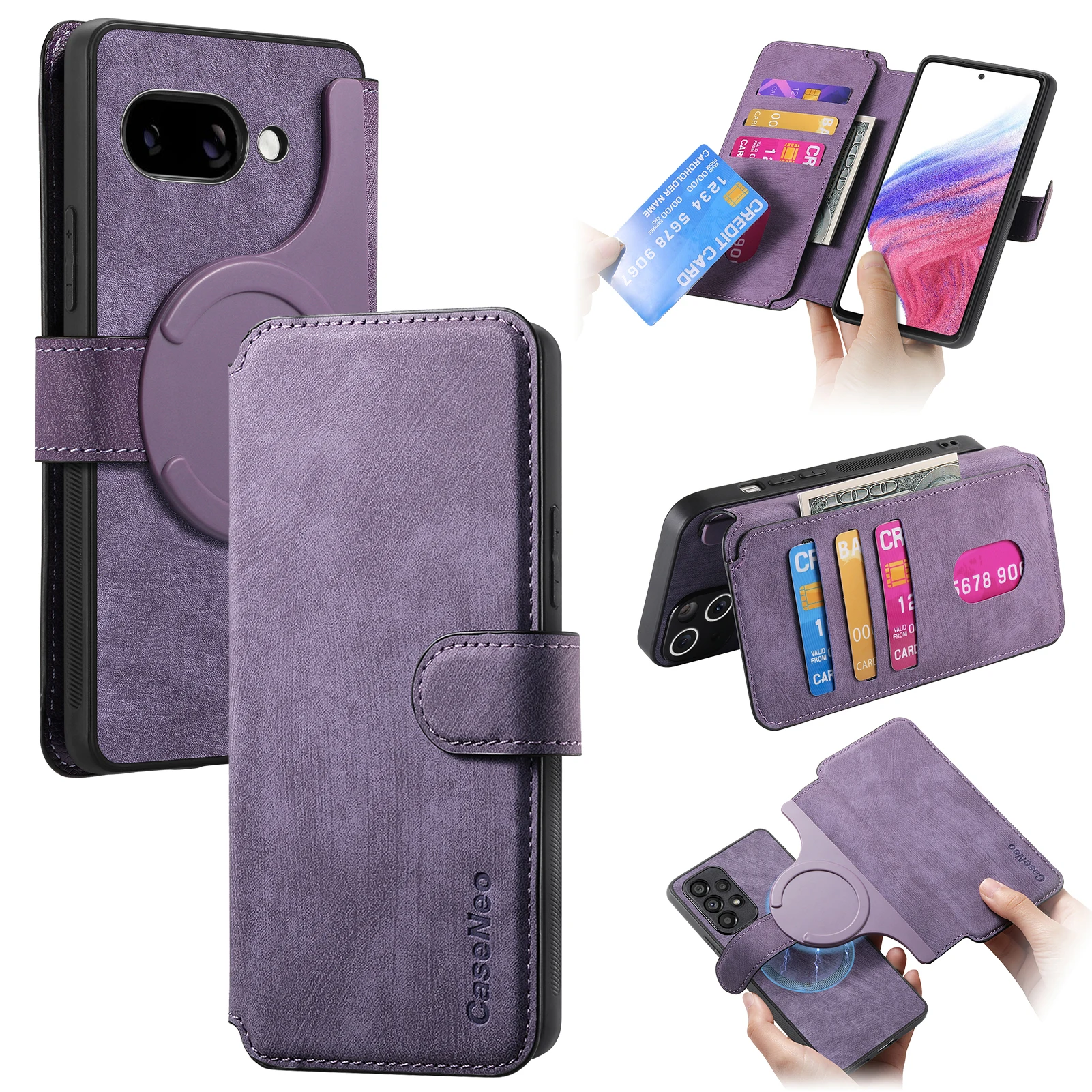 For Google Pixel 9a Magnetic Case CASENEO Detachable Leather Phone Wallet Cover - Purple
For Google Pixel 9a Magnetic Case CASENEO Detachable Leather Phone Wallet Cover - Purple