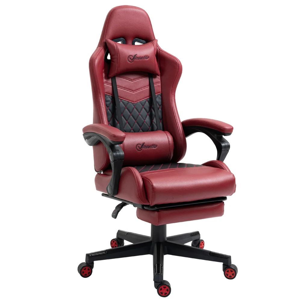 Vinsetto Gaming Chair Diamond PU Leather High Back Recliner w/Footrest, Lumbar, Adj Ht Red
Vinsetto Gaming Chair Diamond PU Leather High Back Recliner w/Footrest, Lumbar, Adj Ht Red