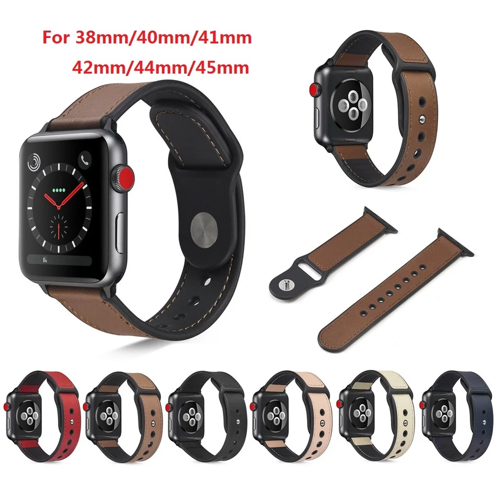 New Soft Genuine Leather + TPU Watch Strap for Apple Watch Series 7/6/se/5/4/3/2/1 (44mm 40mm 42mm 38mm)
New Soft Genuine Leather + TPU Watch Strap for Apple Watch Series 7/6/se/5/4/3/2/1 (44mm 40mm 42mm 38mm)