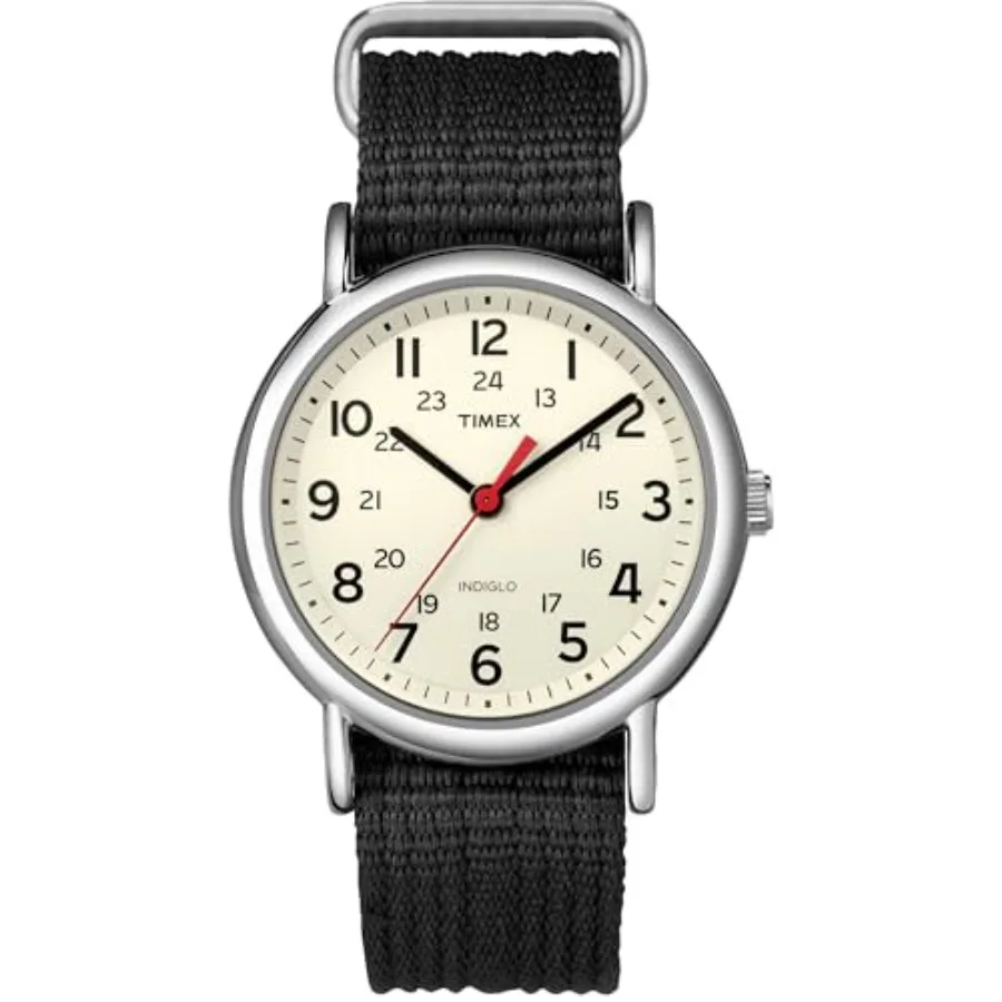 Weekender 38mm Unisex Analog Watch INDIGLO Backlight Adjustable Durable Nylon Fabric Slip Through Strap 24 Hour Time
Weekender 38mm Unisex Analog Watch INDIGLO Backlight Adjustable Durable Nylon Fabric Slip Through Strap 24 Hour Time