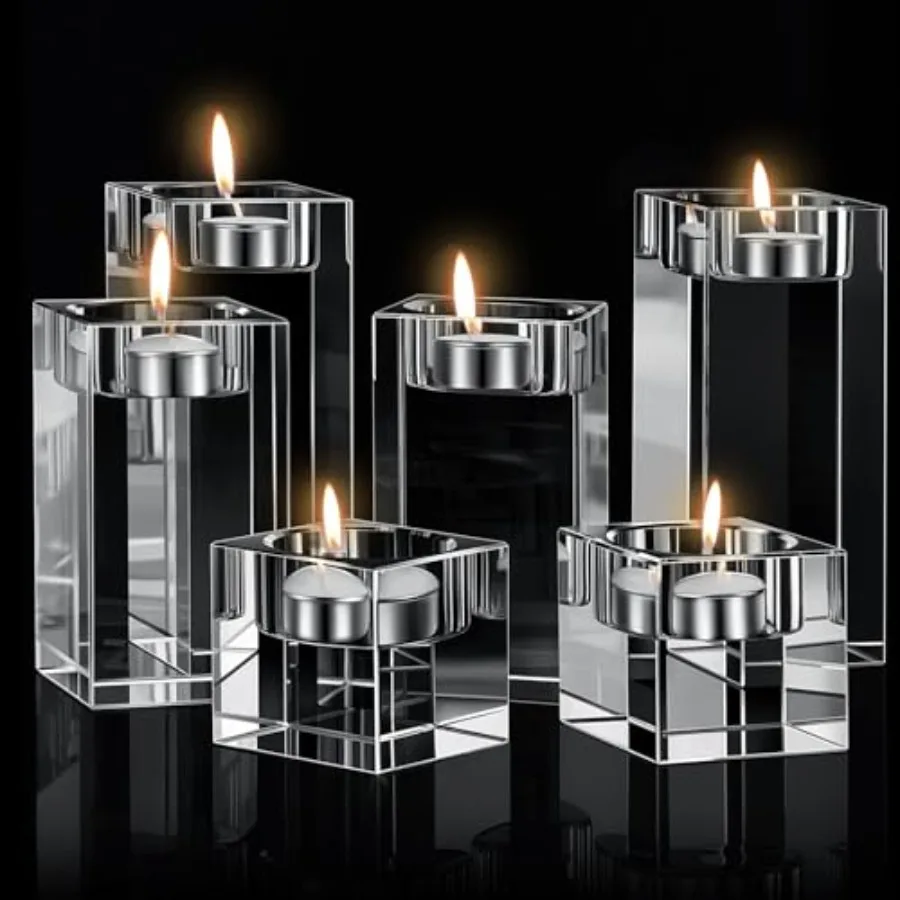 6 Pcs Crystal Tea Light Candle Holders Glass Votive Candle Stands Square Candlestick Holders for Wedding Dining Living Room Cen
6 Pcs Crystal Tea Light Candle Holders Glass Votive Candle Stands Square Candlestick Holders for Wedding Dining Living Room Cen