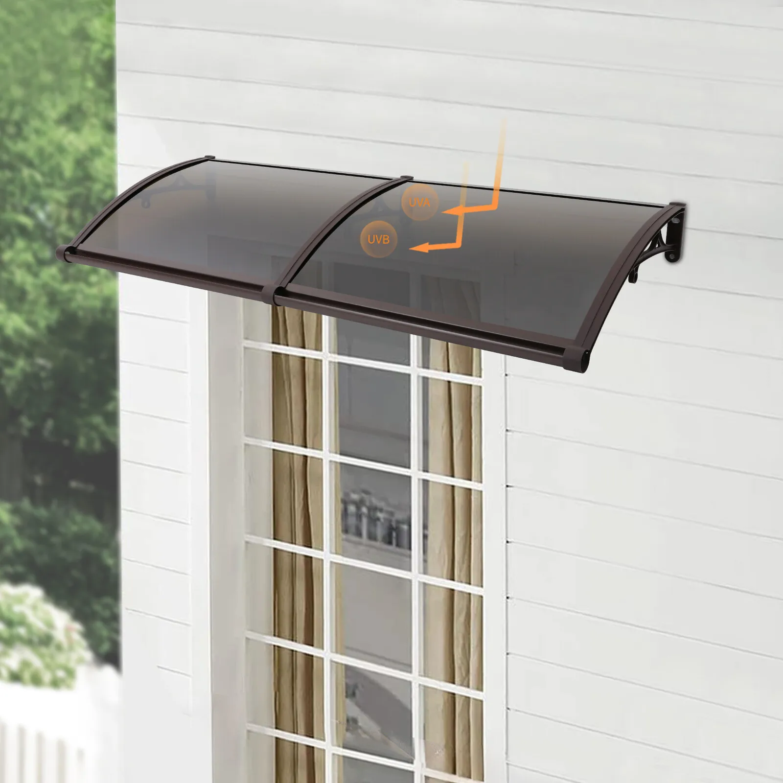 Front Door Awning Canopy Arched Rain Shelter For Home Entrance Durable Coffee Color
Front Door Awning Canopy Arched Rain Shelter For Home Entrance Durable Coffee Color