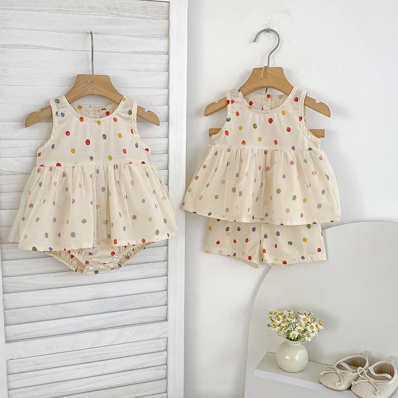 New Summer Clothing Sets Baby Girl Cotton Colored Dots Sets Girls Lace Sweet Princess 2pcs Suit Children's Clothing Kids Vestido
New Summer Clothing Sets Baby Girl Cotton Colored Dots Sets Girls Lace Sweet Princess 2pcs Suit Children's Clothing Kids Vestido