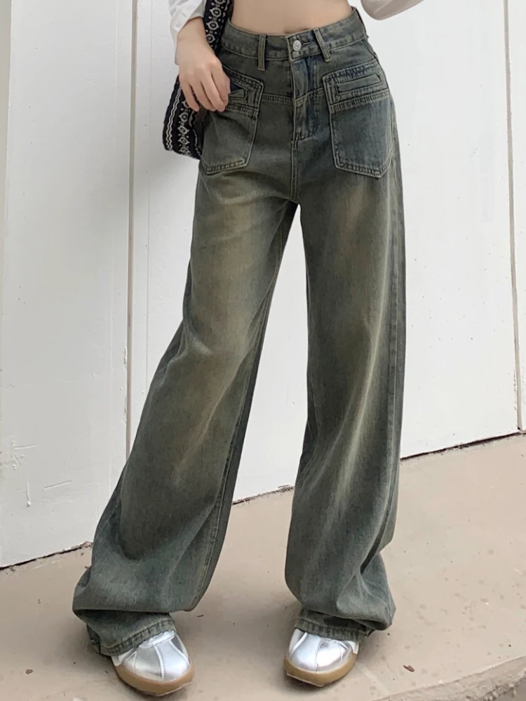 Vintage Blue Korean Fashion Jeans Women French Retro Wide Leg Denim Pants Female Autumn Pocket Streetwear Hight Waist Jeans 2023
Vintage Blue Korean Fashion Jeans Women French Retro Wide Leg Denim Pants Female Autumn Pocket Streetwear Hight Waist Jeans 2023