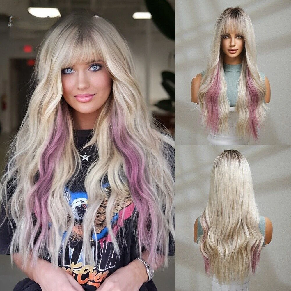 Stylish Gradient White Pink Cosplay Wig with Bangs and Long Curly Hair for Party
Stylish Gradient White Pink Cosplay Wig with Bangs and Long Curly Hair for Party