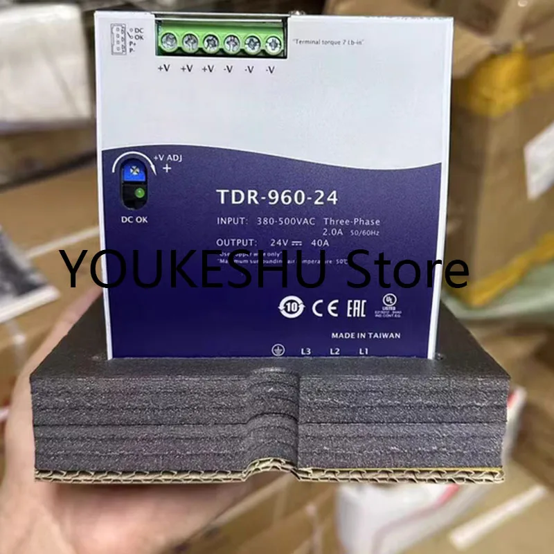New original power supply TDR-960-24 input 380-500VAC three-phase 2.0A 50/60Hz output 24V 40A TDR96024
New original power supply TDR-960-24 input 380-500VAC three-phase 2.0A 50/60Hz output 24V 40A TDR96024