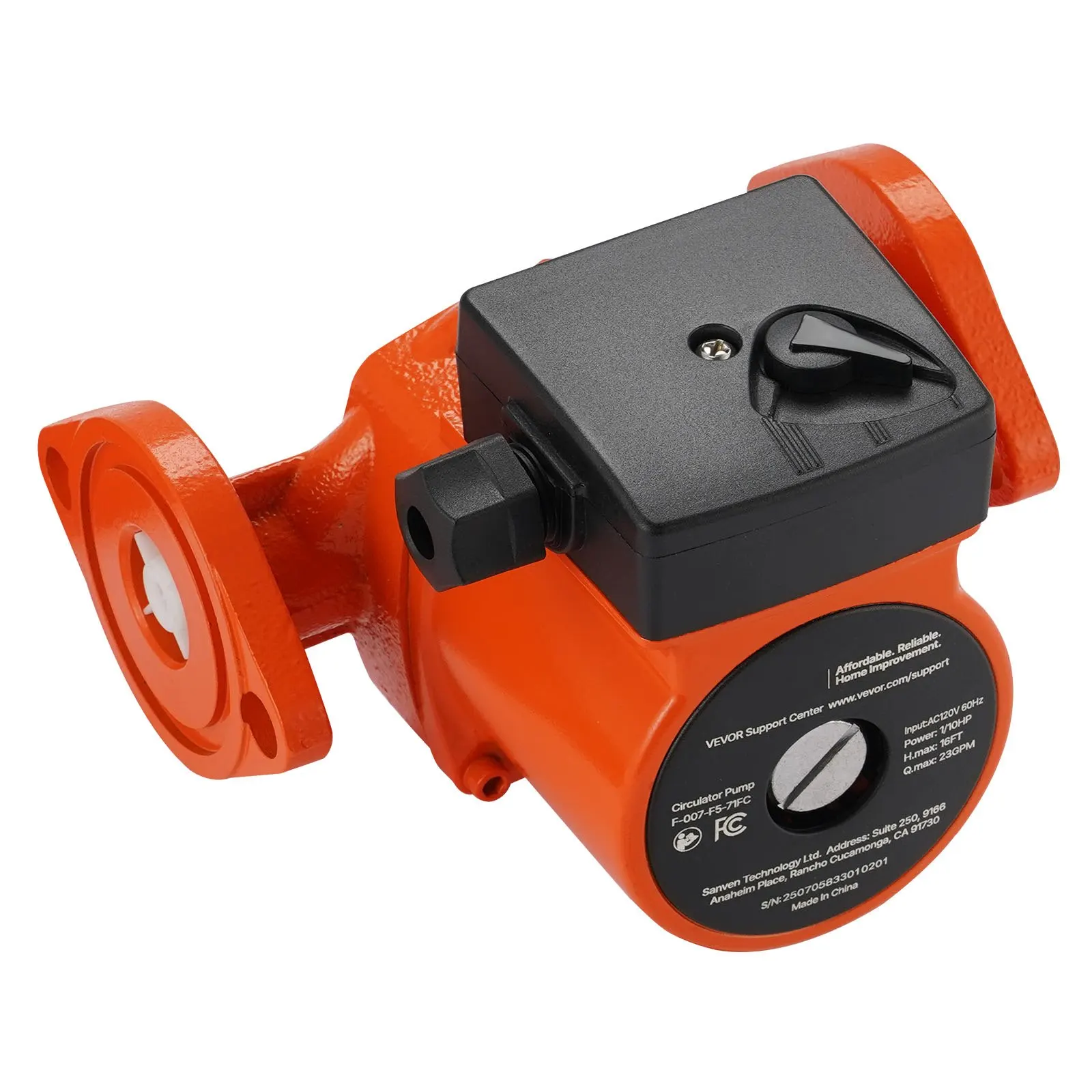 F-007-F5-71FC Cast Iron Circulator Pump, 23 GPM, AC 120V 16 Ft Hot Water Recirculating Circulation Pump, 1-Inch Flange
F-007-F5-71FC Cast Iron Circulator Pump, 23 GPM, AC 120V 16 Ft Hot Water Recirculating Circulation Pump, 1-Inch Flange